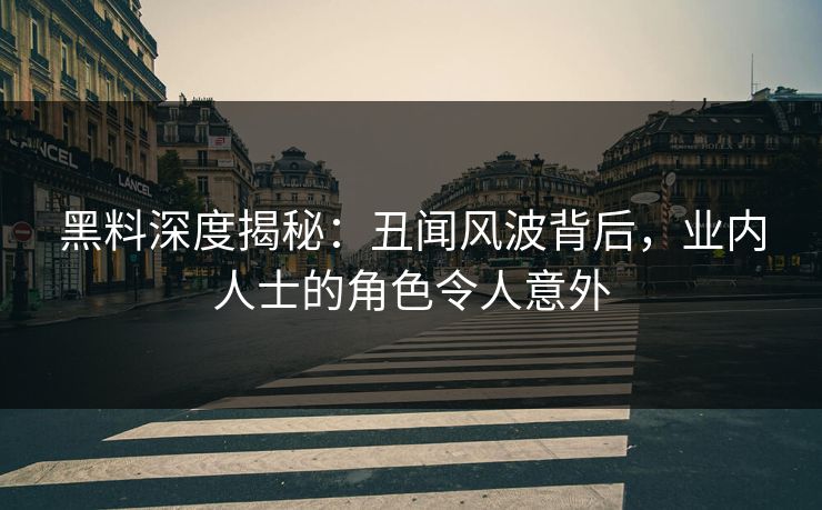 黑料深度揭秘：丑闻风波背后，业内人士的角色令人意外