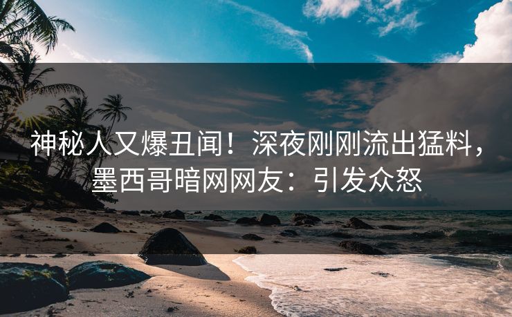 神秘人又爆丑闻！深夜刚刚流出猛料，墨西哥暗网网友：引发众怒