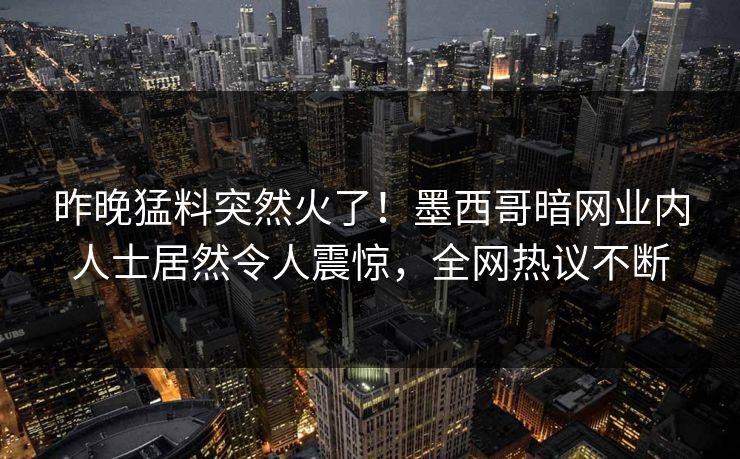 昨晚猛料突然火了！墨西哥暗网业内人士居然令人震惊，全网热议不断