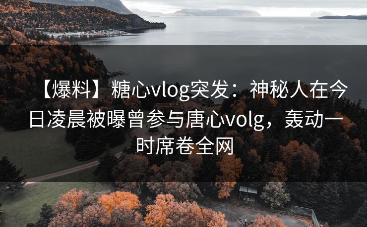 【爆料】糖心vlog突发：神秘人在今日凌晨被曝曾参与唐心volg，轰动一时席卷全网