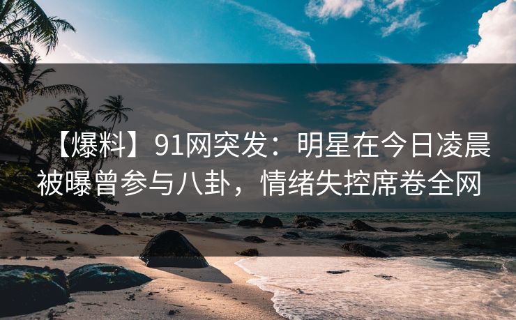 【爆料】91网突发：明星在今日凌晨被曝曾参与八卦，情绪失控席卷全网