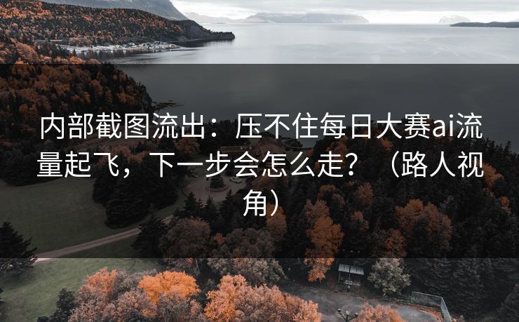 内部截图流出：压不住每日大赛ai流量起飞，下一步会怎么走？（路人视角）