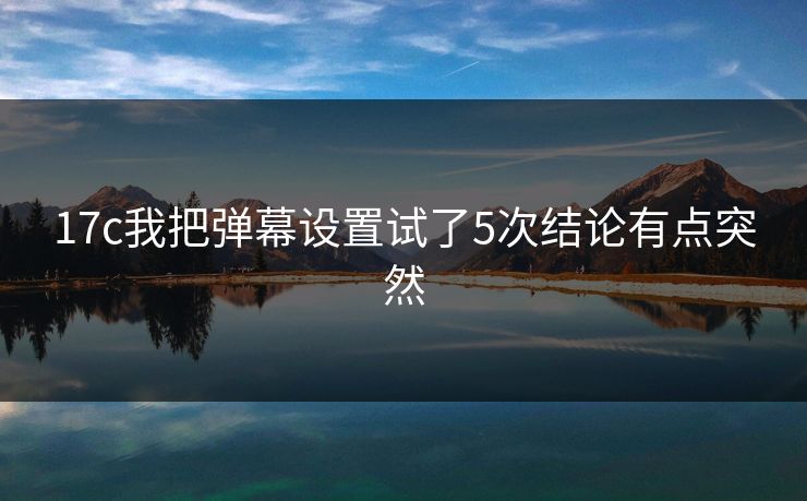17c我把弹幕设置试了5次结论有点突然